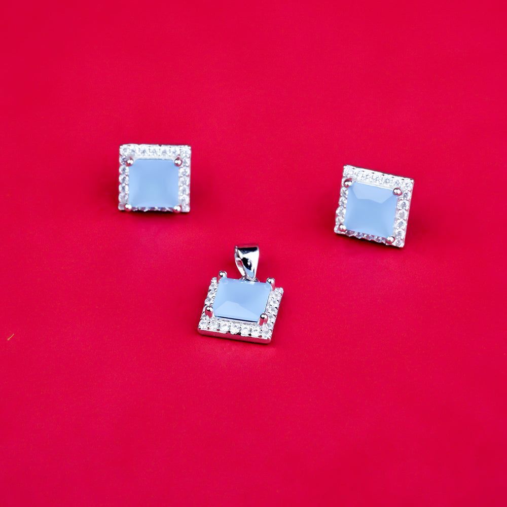 Square Shape Blue  Stone Pendant Butty